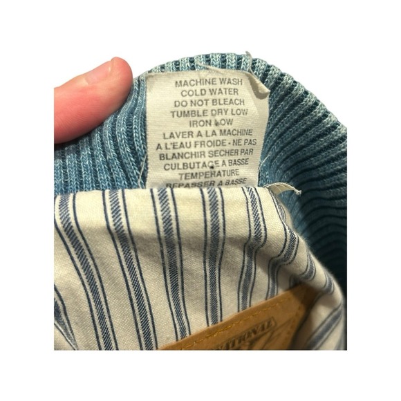 Vintage International Denim Bomber Jacket  Mens L White Sleeves Ribbed Collar - Picture 4 of 6